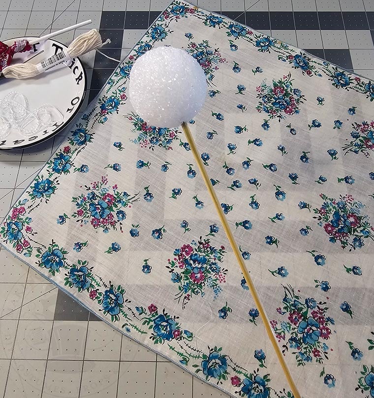 Skewer Styrofoam Ball for Hankie Ghost