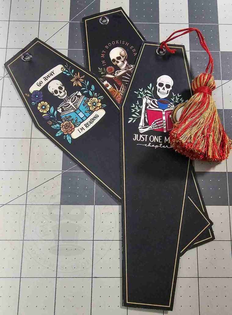 Tassel Added To Skeleton Coffin Bookmark