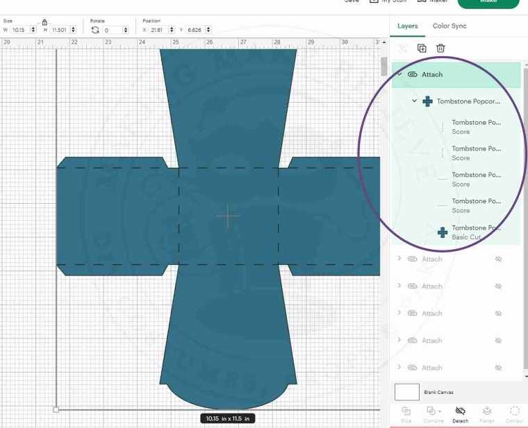 All Layers Attached in Cricut Design Space