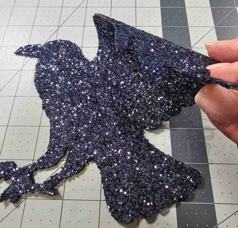 Glitter Both Sides of Raven Decoration