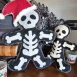 Gingerbread Skeleton Stuffies with Santa Hat