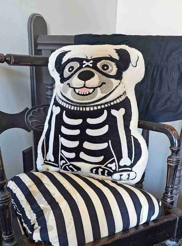 Halloween Midnight Magic Faux Fur Pug Pirate Pillow Front