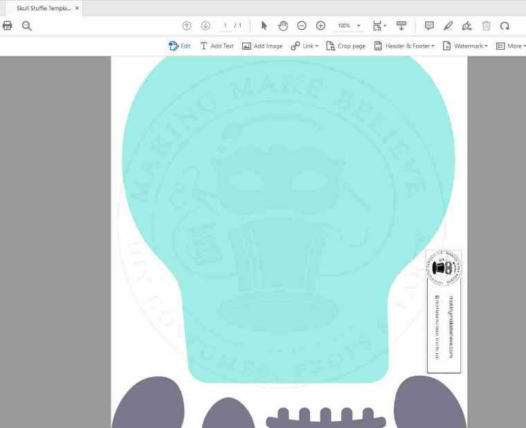 Skull Stuffie Pattern PDF for Hand Cutting
