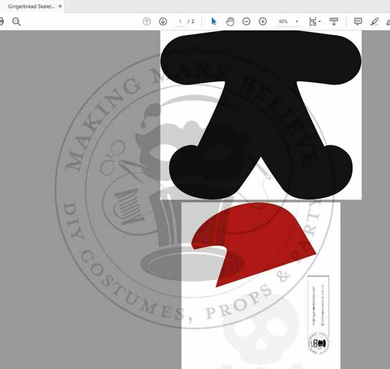 Gingerbread Skeleton Stuffie PDF for Hand Cutting