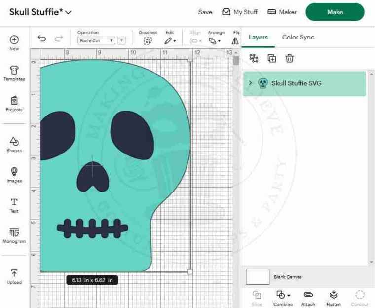Skull Stuffie Pattern in Cricut Design Space
