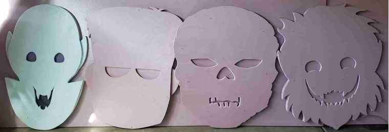 Halloween Prop Display Foam Monster Heads Work In Progress