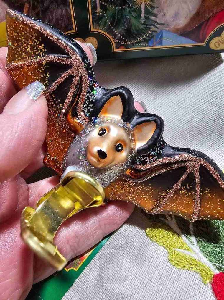 Blown Glass Bat Ornament Close Up