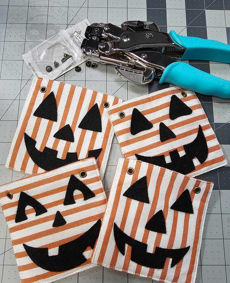 Add eyelets to boo bags