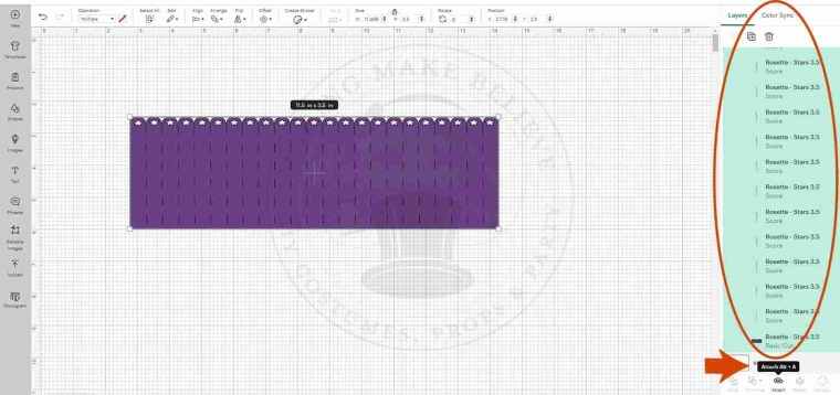 Rosette Click Attach in Cricut Design Space