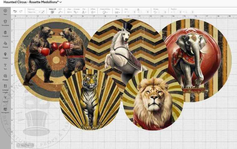 Haunted circus medallions in Cricut Design Space