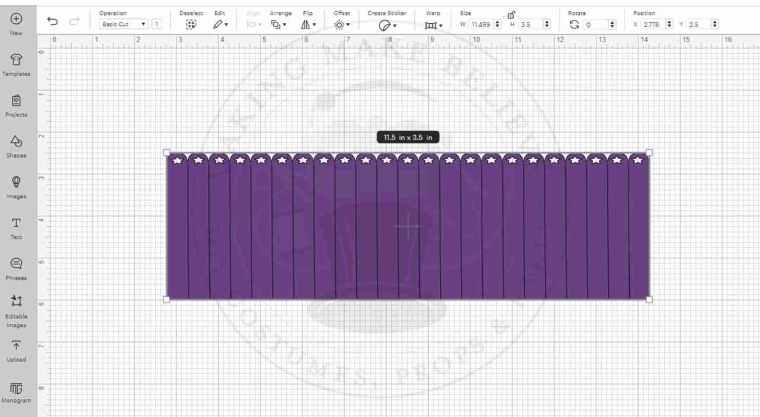 Rosette uploaded into Cricut Design Space