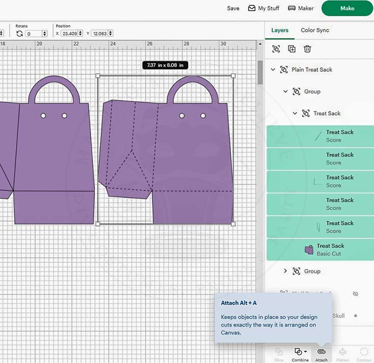 Lines and bag selected and then attached