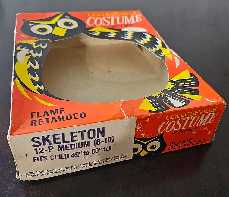 Collegeville Costume Box with Owl for Skeleton Costume and Mask