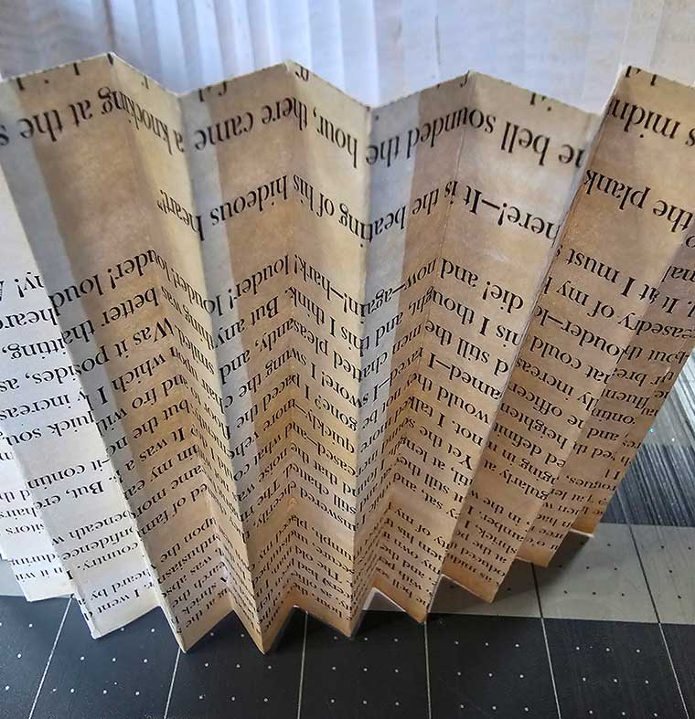 Closeup of text facing down