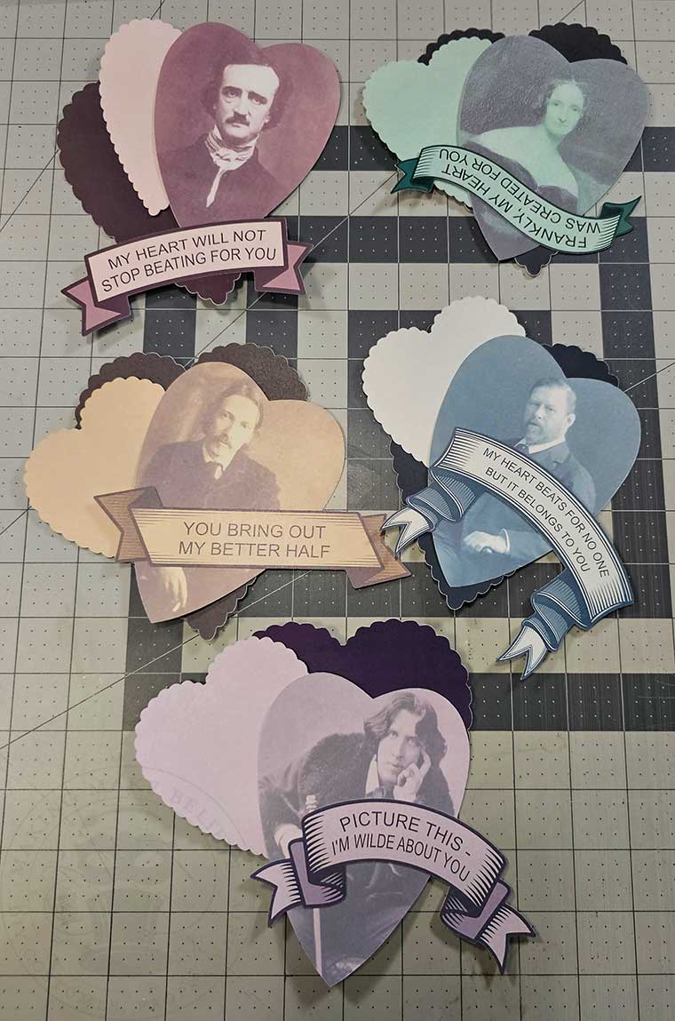 Classic Horror Novel Author Valentines Cut Outs
