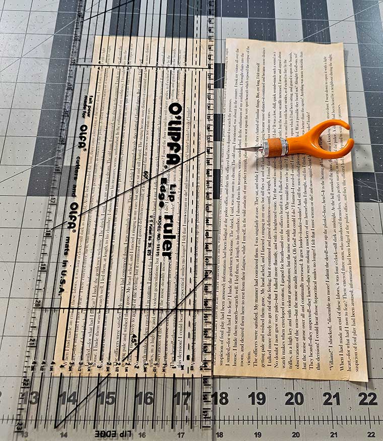 Cut horror novel pages in half