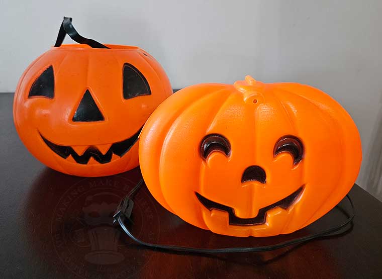 Blinky Glow Lite and Vintage Halloween Pumpkin Pail