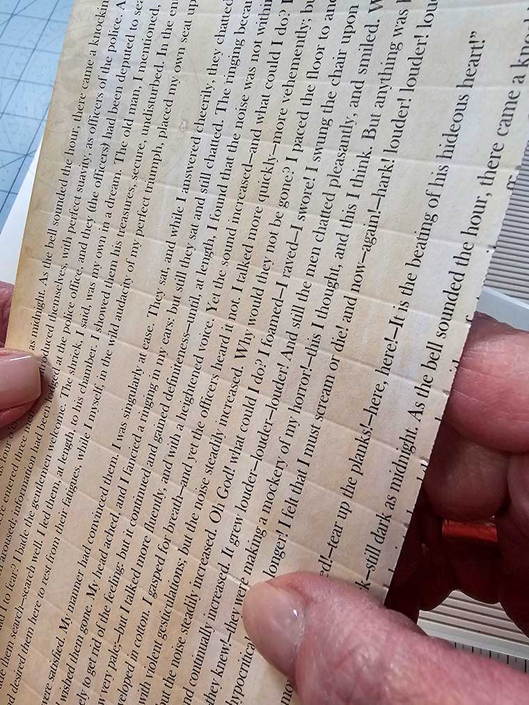 Paper scored for horror novel rosettes