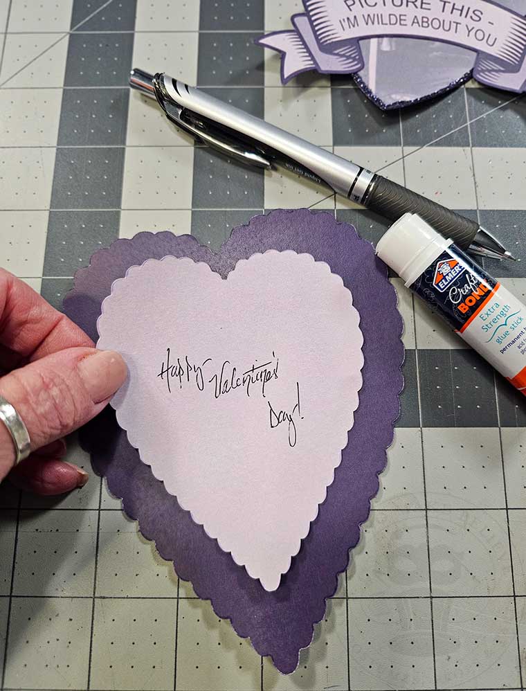 Glue Small Scalloped Heart onto Large Heart