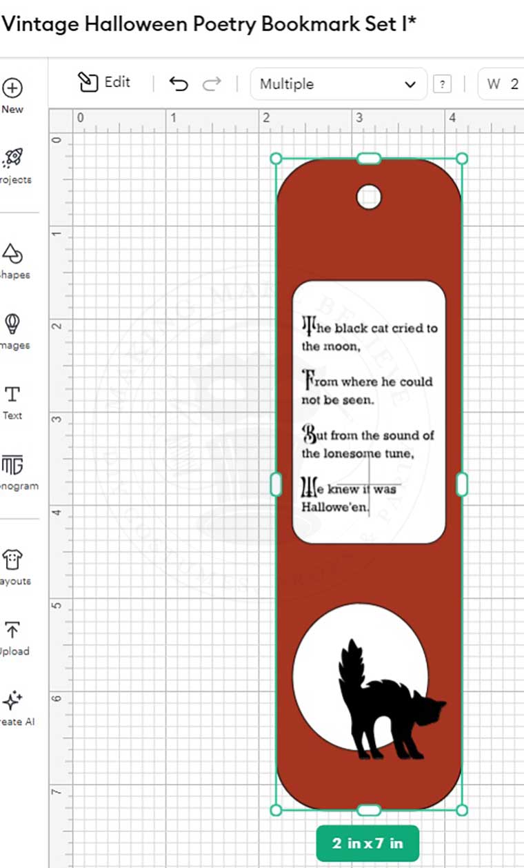 Size as desired in Cricut Design Space