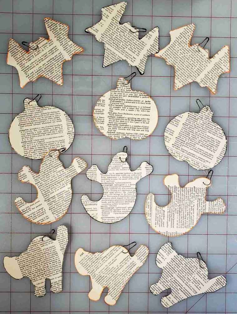 Halloween cut outs from old book for garland