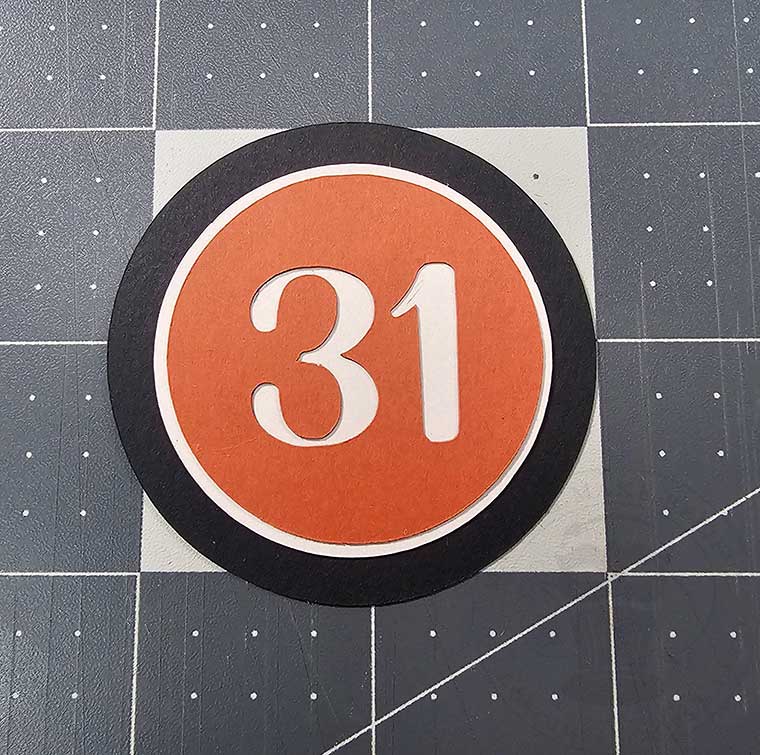 Assembled Halloween cupcake wrapper medallion