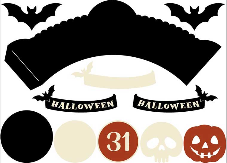 DIY Halloween Cupcake Wrappers and Picks Printable PDF