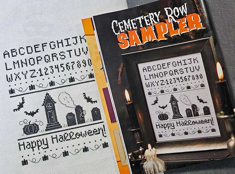 Cemetery Row Sampler 2025 Just Cross Stitch Halloween Magazine