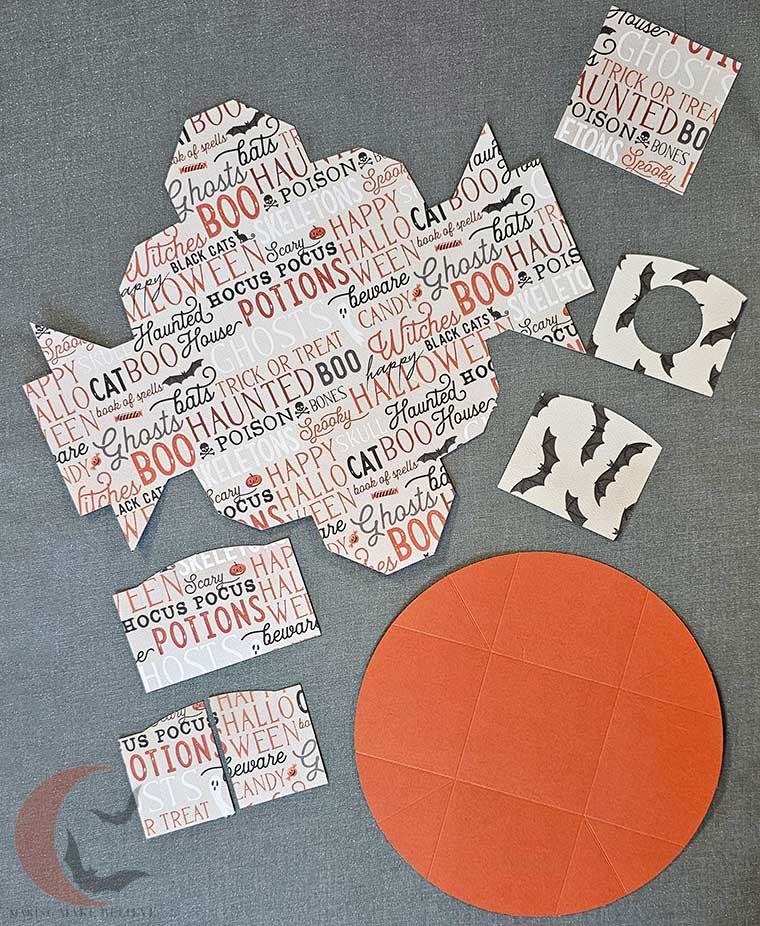 Surprise Treat Box pieces cut from scrapbook paper