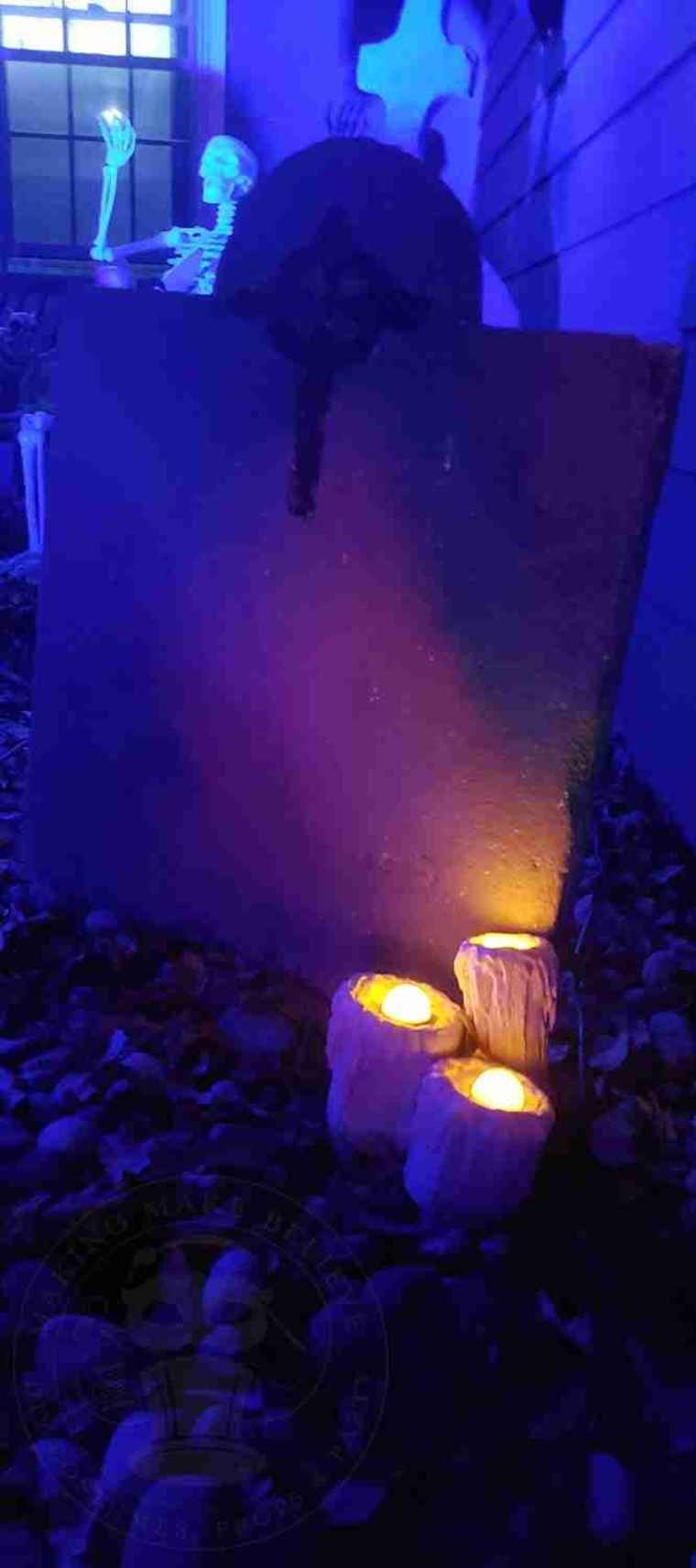 Tombstone with candles