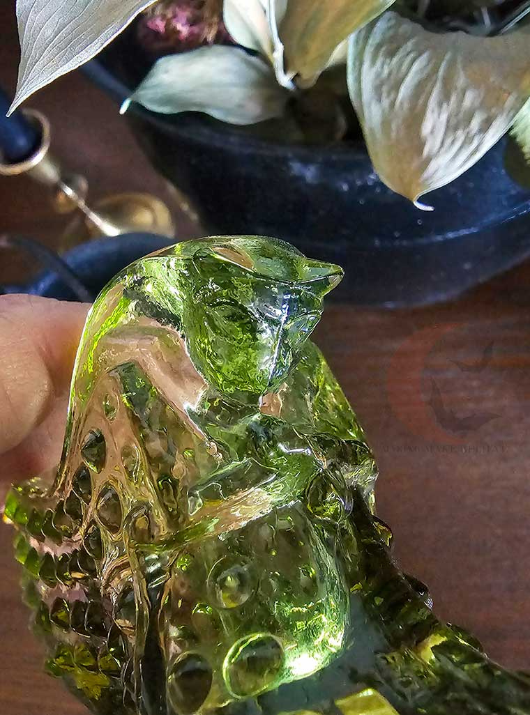 Fenton glass cat head boot