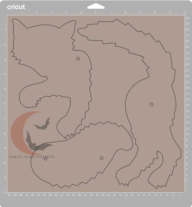 Cricut cutting machine layout for Scaredy Cat