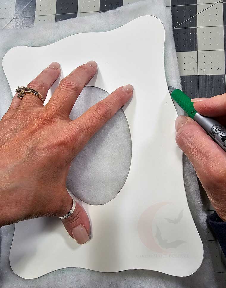 Trace template onto batting
