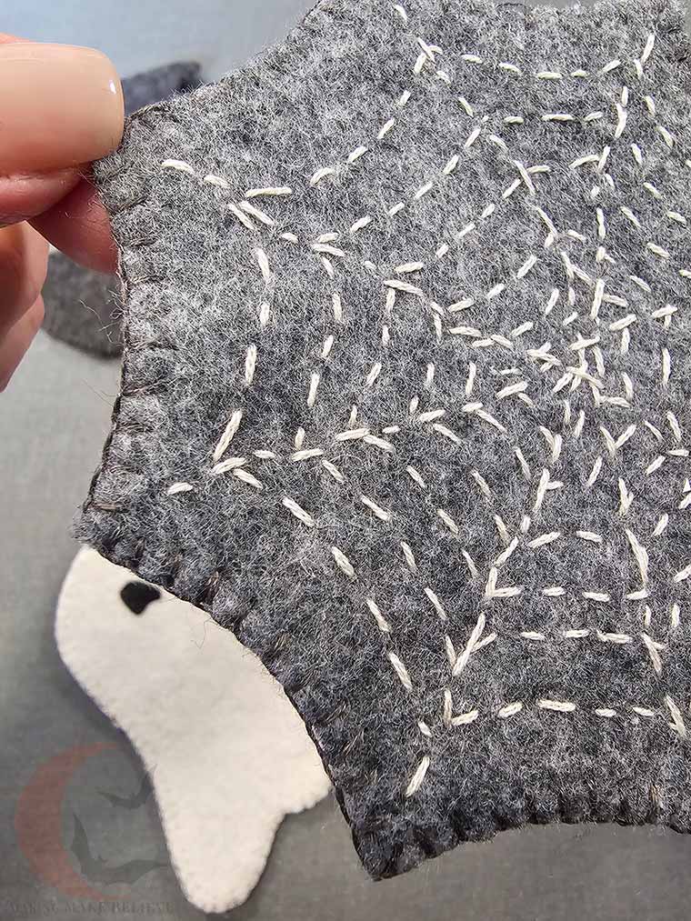 Blanket stitch around exterior to embellish