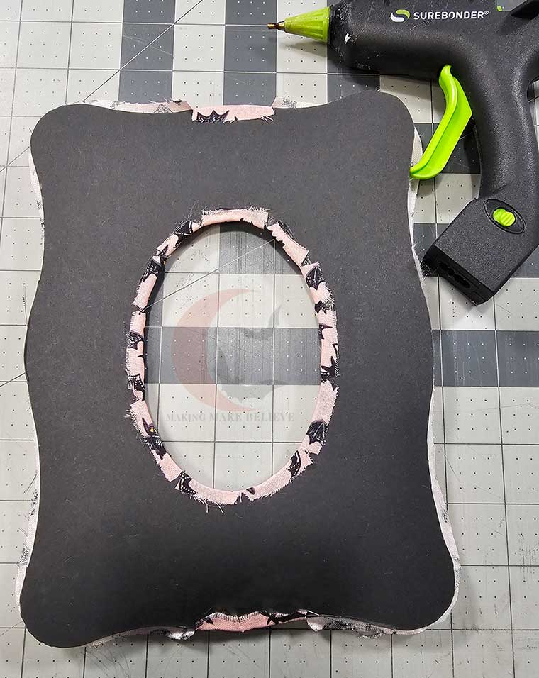 Continue clipping folding over and gluing
