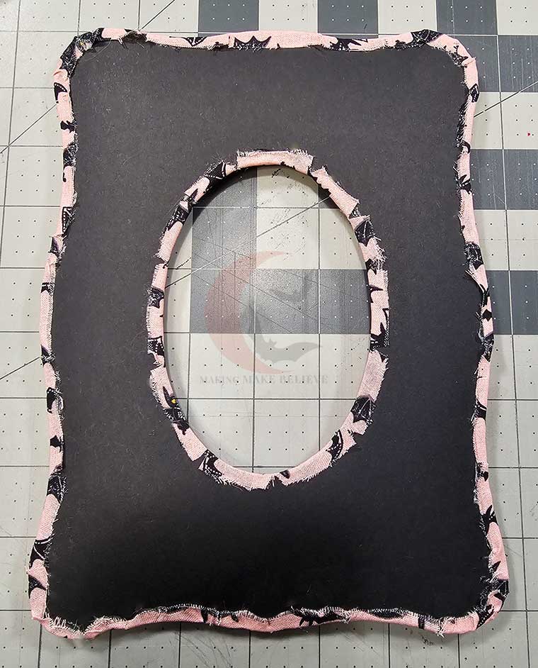 Fabric adhered to cardstock