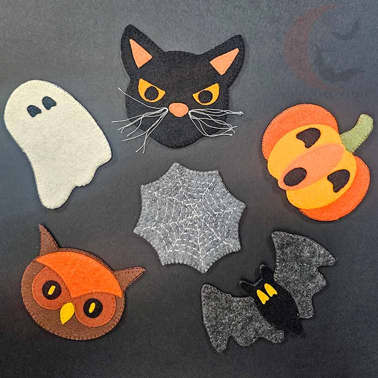 The All Hallows' Curio Collection felt Halloween ornaments