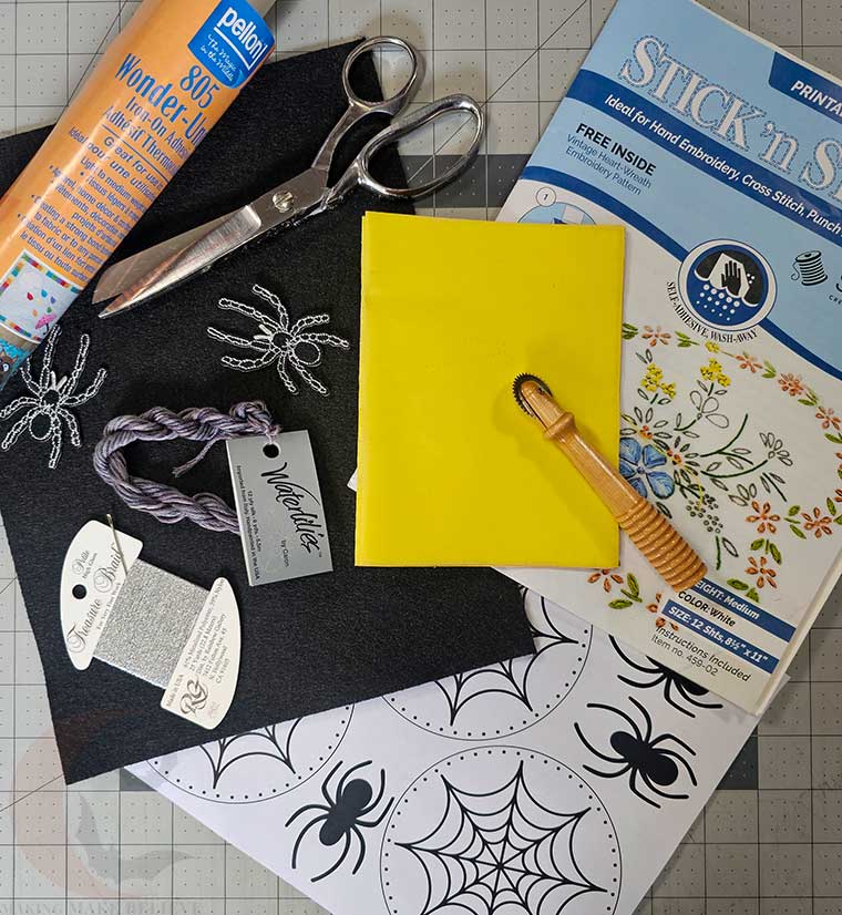 DIY Spider Web Coasters supplies