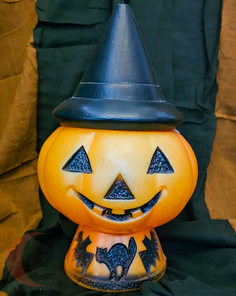 Vintage Bayshore Pumpkin with Witch Hat Blow Mold Light Up