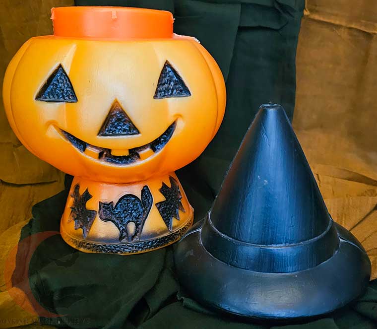 Vintage Bayshore Pumpkin with Witch Hat Blow Mold Light Up