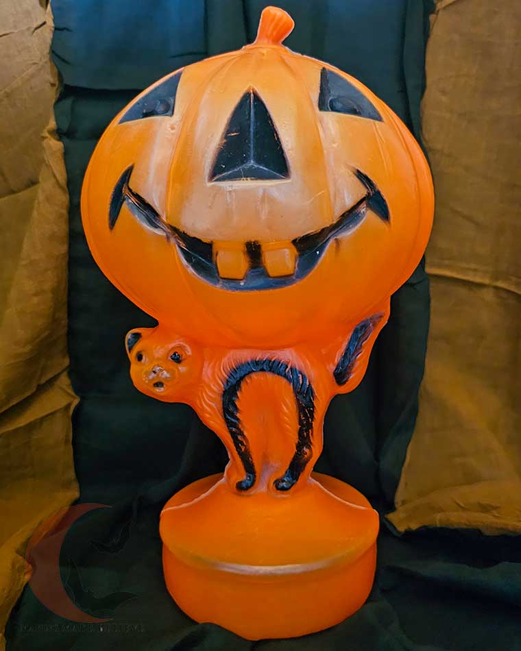 Vintage Bayshore Cat on Pumpkin Blow Mold Light Up