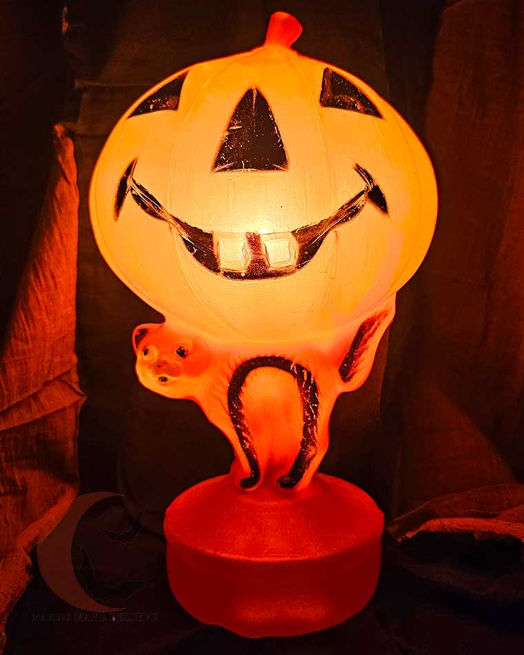 Vintage Bayshore Cat on Pumpkin Blow Mold Light Up