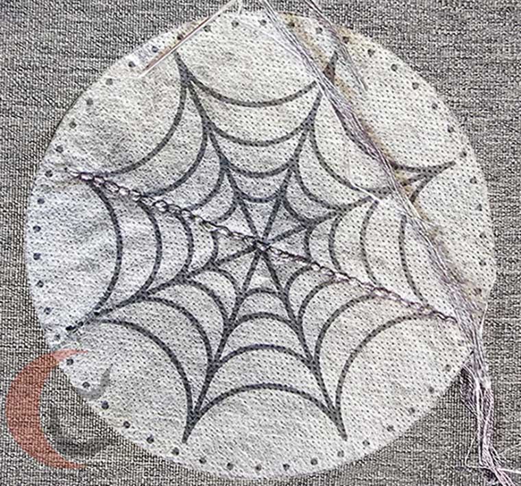 Stitching spider web anchor sections