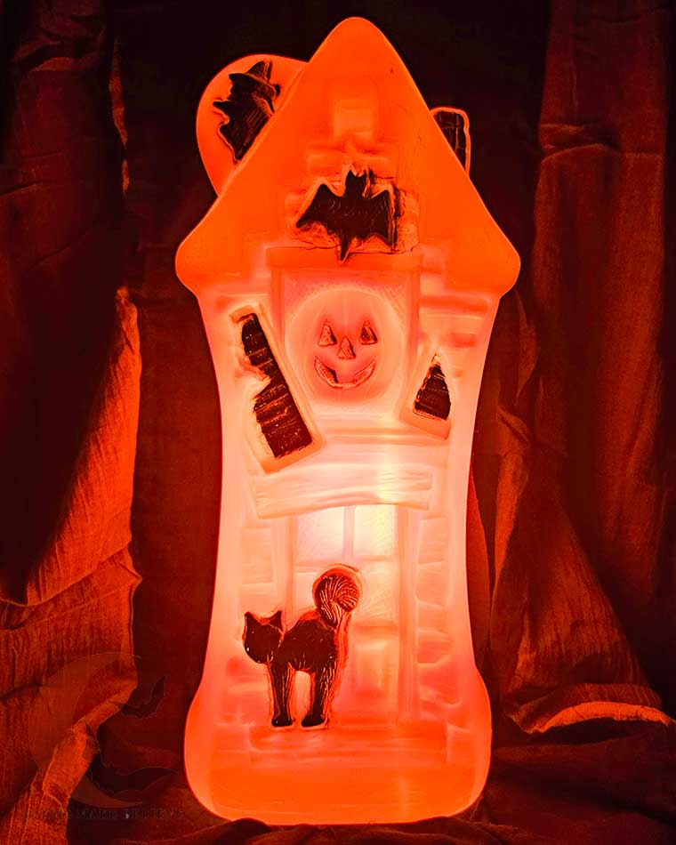 Vintage Bayshore Haunted House Orange Blow Mold Light Up