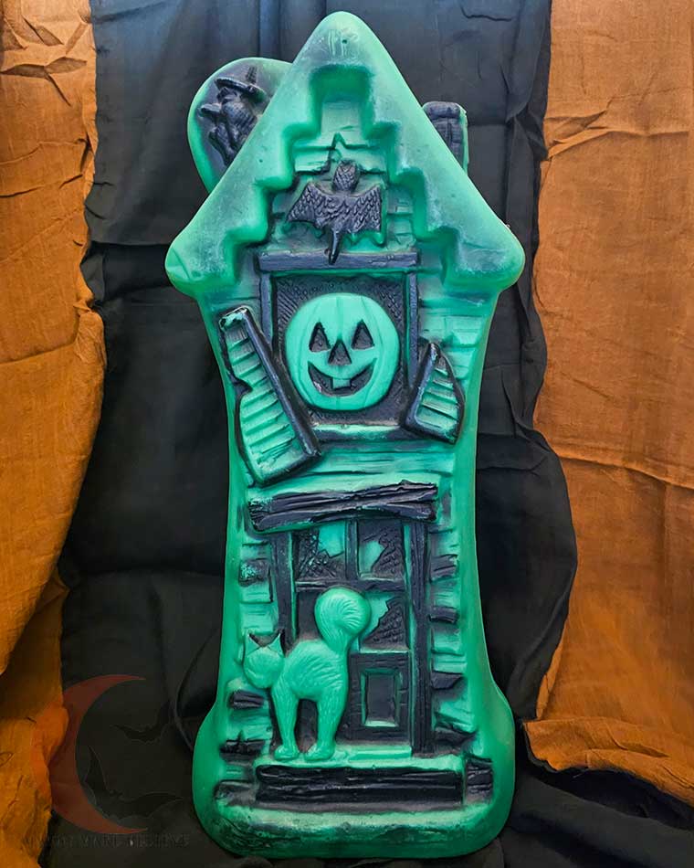 Vintage Bayshore Haunted House Green Blow Mold Light Up