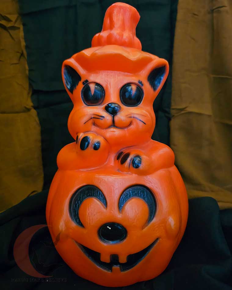 Star Band Owl on Pumpkin Vintage Halloween Blow Mold Light Up