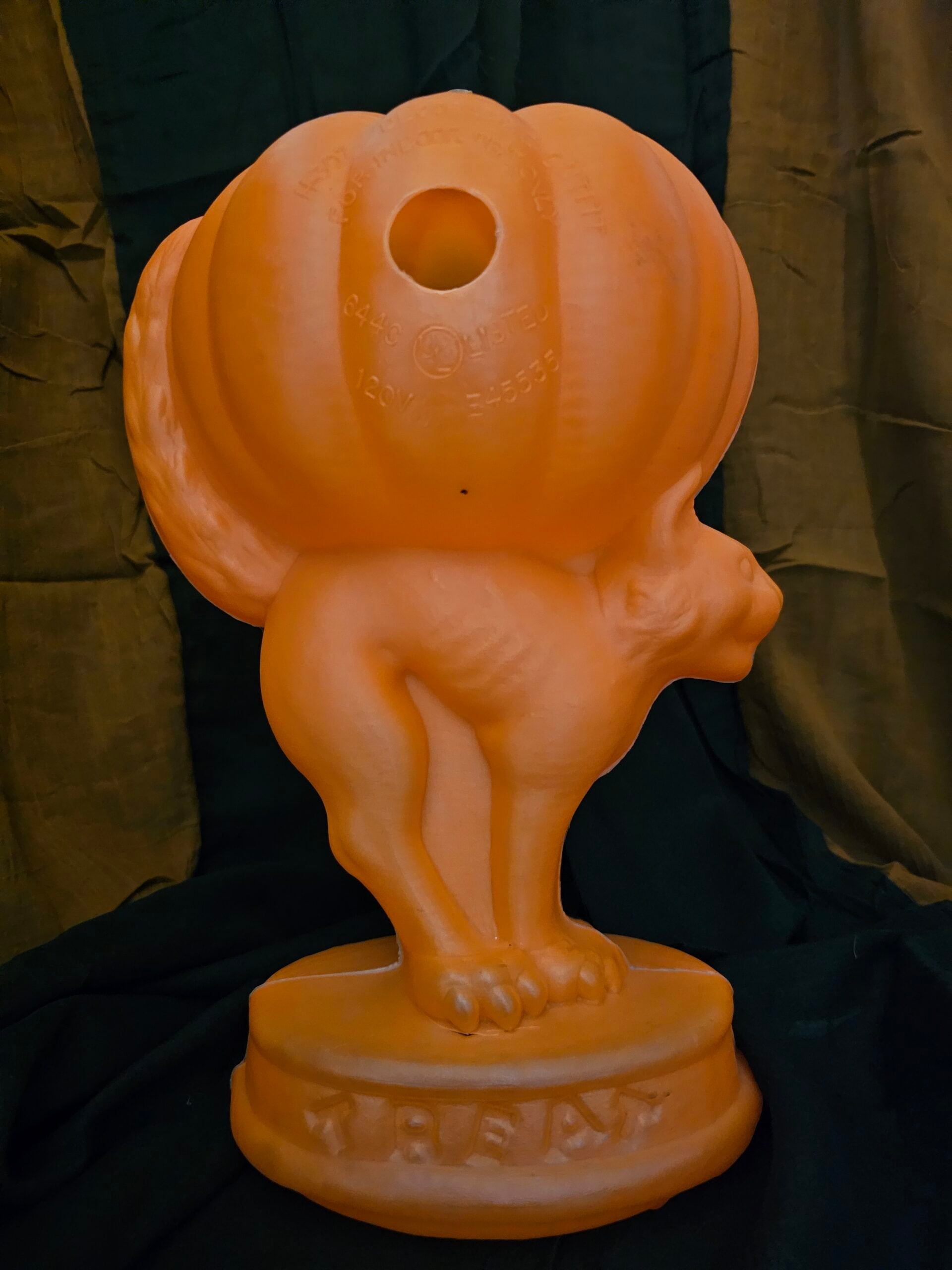 General Foam Plastics Cat with Pumpkin Vintage Halloween Blow Mold Light Up